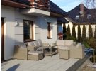 Duży zestaw mebli ogrodowych z technorattanu LARGHI XXL technorattan BEŻOWOSZARY
