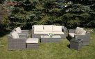 Duży zestaw mebli ogrodowych z technorattanu LARGHI XXL technorattan SZAROPOPIELATY