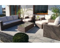 Duży zestaw mebli ogrodowych z technorattanu LARGHI XXL technorattan BRĄZOWY