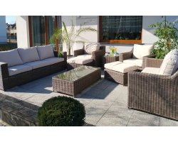 Duży zestaw mebli ogrodowych z technorattanu LARGHI XXL technorattan BRĄZOWY