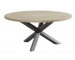 okrągły stół ogrodowy LOUVRE teak śr. 160 cm nogi aluminiowe