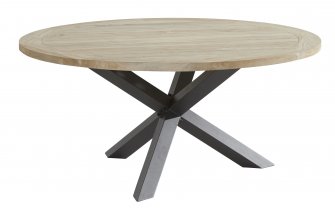 okrągły stół ogrodowy LOUVRE teak śr. 160 cm nogi aluminiowe