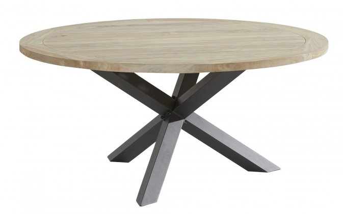 okrągły stół ogrodowy LOUVRE teak śr. 160 cm nogi aluminiowe