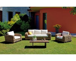 rattanowy komplet wypoczynkowy ALGARVE z dużą sofą i fotelami 