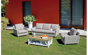 Komplet wypoczynkowy z naturalnego rattanu szary CAPELO