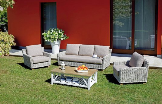 Komplet wypoczynkowy z naturalnego rattanu szary CAPELO