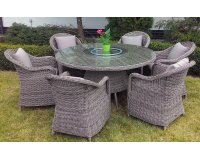 Szropopielaty okrągły komplet stołowy stół 150 cm