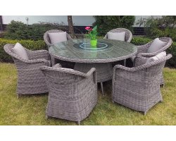 Szropopielaty okrągły komplet stołowy stół 150 cm