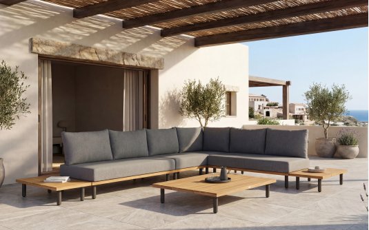 Modułowy narożnik ogrodowy KTSU tierraodoor teak  antracyt