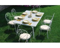 DELPHI Dining - Zestaw obiadowy biały stalowy z 6 krzesłami biały