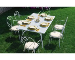 DELPHI Dining - Zestaw obiadowy biały stalowy z 6 krzesłami biały