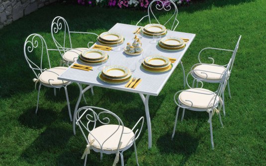 DELPHI Dining - Zestaw obiadowy biały stalowy z 6 krzesłami biały DELPHI Dining - Zestaw obiadowy biały stalowy z 6 krzesłami biały