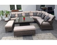 narożnik obiadowy ogrodowy HERRERA z kwadratowym stołem z technorattanu