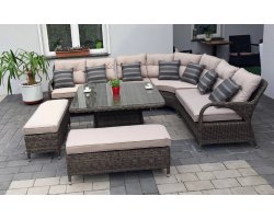 narożnik obiadowy ogrodowy HERRERA z kwadratowym stołem z technorattanu