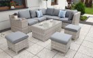 Jasnoszary zestaw narożny na taras z technorattnu MUSCAT