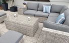 Jasnoszary zestaw narożny na taras z technorattnu MUSCAT