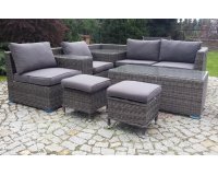 Meble ogrodowe narożne na taras z technorattnu MUSCAT brązowoszary