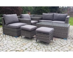 Meble ogrodowe narożne na taras z technorattnu MUSCAT brązowoszary