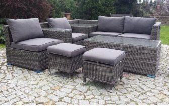 Meble ogrodowe narożne na taras z technorattnu MUSCAT brązowoszary