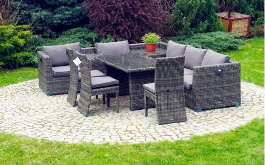 Zestaw ogrodowy modułowy technorattan z krzesłami i stołem