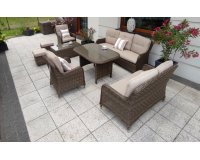 Meble ogrodowe wypoczynkowe na taras ALCARA z technorattanu brązowego 