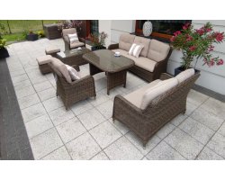 Meble ogrodowe wypoczynkowe na taras ALCARA z technorattanu brązowego 