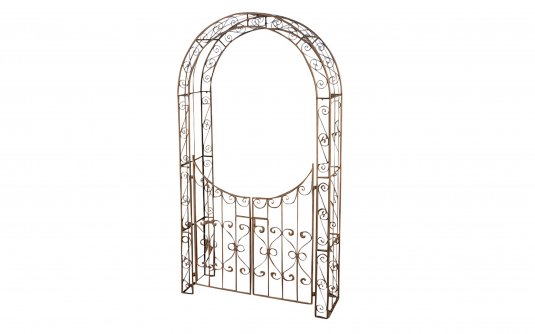 łuk różany z bramką z metaloplastyki retro SELVA brązowy antyczny