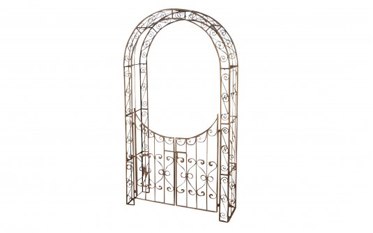 łuk różany z bramką z metaloplastyki retro SELVA brązowy antyczny łuk różany z bramką z metaloplastyki retro SELVA brązowy antyczny