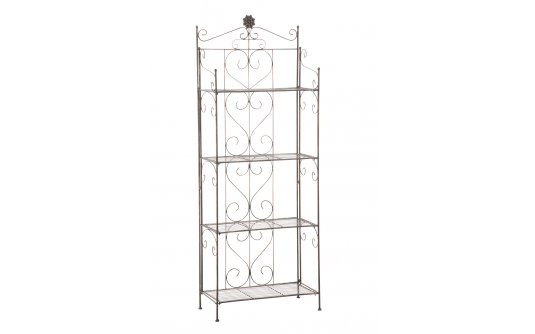 Brązowy metaliczny regał składany prowansalski ogrodowy retro LENA