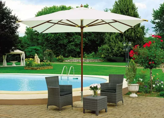 parasol ogrodowy EXTRA  300x300 cm kremowy z nogą drewnianą