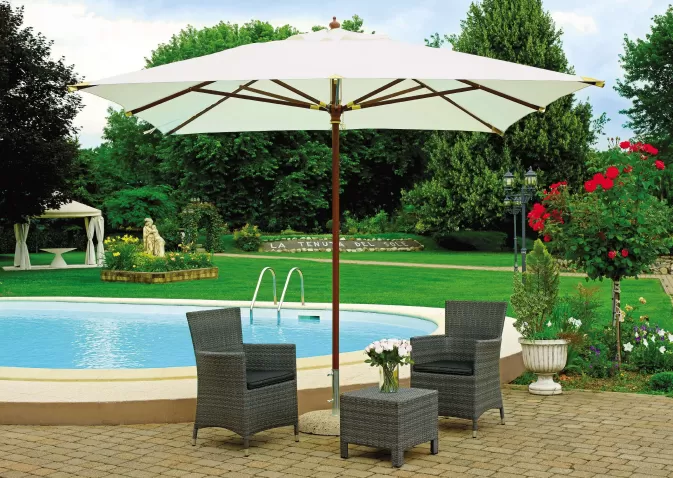parasol ogrodowy EXTRA  300x300 cm kremowy z nogą drewnianą