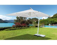 biały parasol ogrodowy z nogą boczną 3,x3,5 m