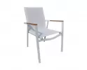 fotel ogrodowy biały podłokietniki kompozyt tekstylina aluminium