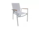 fotel ogrodowy biały podłokietniki kompozyt tekstylina aluminium