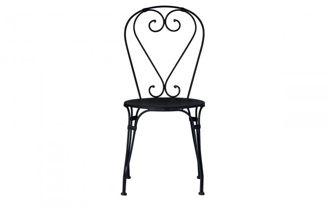 Czarne krzesło metalowe retro ocynkowane metaloplastyka STRESA