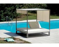 Łóżko ogrodowe nowoczesne aluminiowe dla 2 osó z zadaszeniem BALDAHIMO tortora