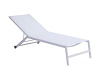 biały leżak ogrodowy z kółkami aluminiowy POSI