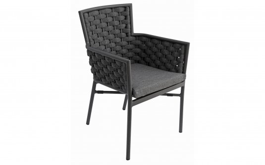 Krzesło obiadowe ogrodowe sztaplowane BOLOGNA aluminium grafitowe szare pasy