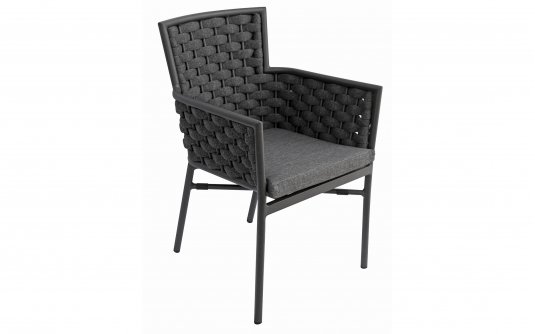 Krzesło obiadowe ogrodowe sztaplowane BOLOGNA aluminium grafitowe szare pasy Krzesło obiadowe ogrodowe sztaplowane BOLOGNA aluminium grafitowe szare pasy