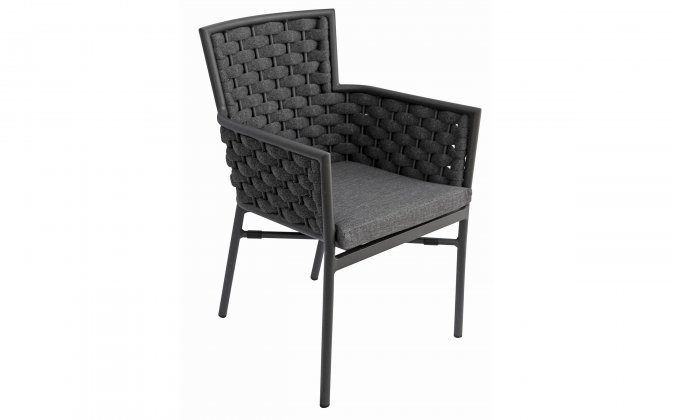 Krzesło obiadowe ogrodowe sztaplowane BOLOGNA aluminium grafitowe szare pasy
