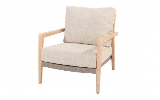 Fotel wypoczynkowy ze szczotkowanego drewna JULIA 4SO poduszki taupe Fotel wypoczynkowy ze szczotkowanego drewna JULIA 4SO poduszki taupe