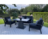 Meble ogrodowe aluminiowe ciemnoszare z podnoszonym stołem TIMBER Life