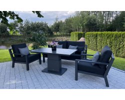 Meble ogrodowe aluminiowe ciemnoszare z podnoszonym stołem TIMBER Life