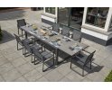 ekskluzywny rozkłdany stół PRIMAVERA 220 do 340 cm blat ceramiczny nogi ciemnoszare krzesło Primavera Stack