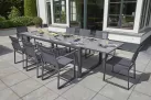 ekskluzywny rozkłdany stół PRIMAVERA 220 do 340 cm blat ceramiczny nogi ciemnoszare krzesło Primavera Stack