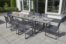ekskluzywny rozkłdany stół PRIMAVERA 220 do 340 cm blat ceramiczny nogi ciemnoszare krzesło Primavera Stack