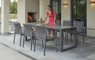 ekskluzywny rozkłdany stół PRIMAVERA 220 do 340 cm blat ceramiczny nogi ciemnoszare krzesło SENSE