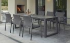 ekskluzywny rozkłdany stół PRIMAVERA 220 do 340 cm blat ceramiczny nogi ciemnoszare krzesło SENSE