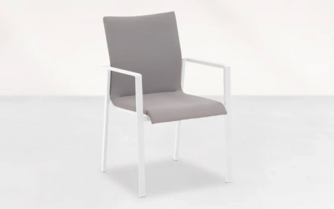Białe krzesło ogrodowe aluminiowe z szara tapicerką SENSE Life
