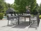 Meble ogrodowe aluminiowe ANABEL - zestaw obiadowy na taras ciemnoszary z 8 krzesłąmi SENSE